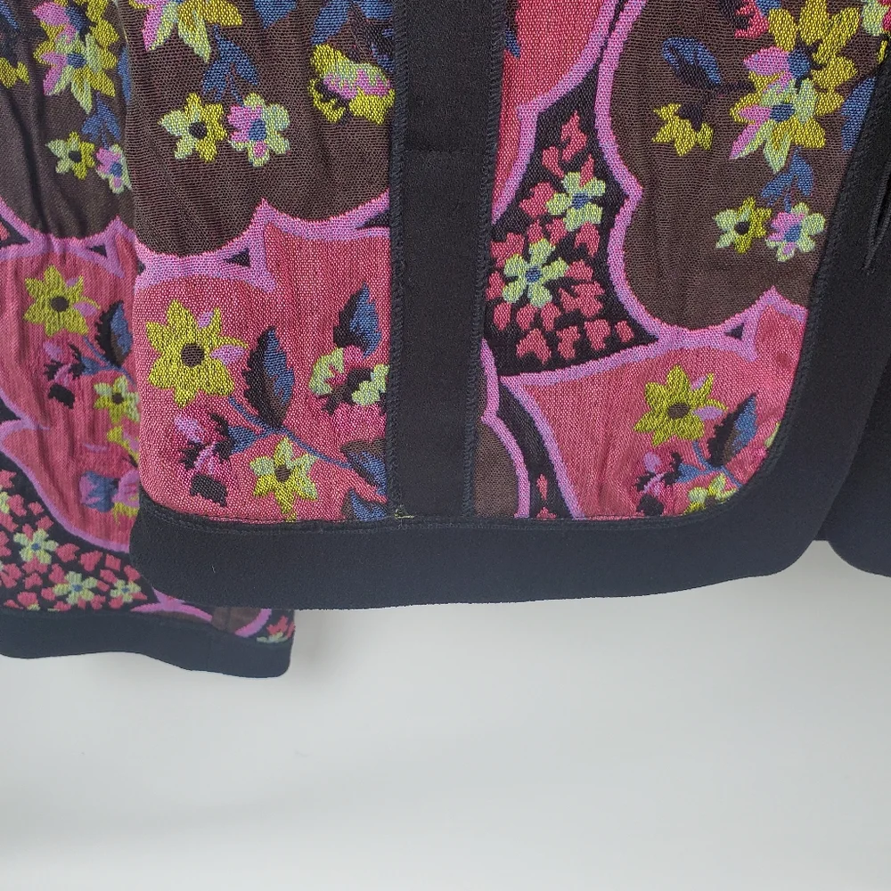 Canvasback Vintage Vibrant Multicolor Flower Cotton Blend Blazer Size 14 - Picture 5 of 9